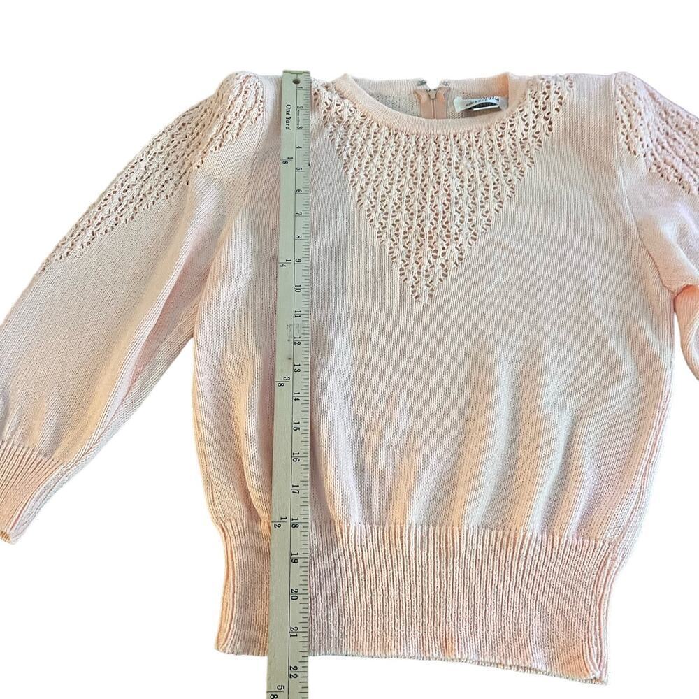 Vintage 70's Peach Vintage Dainty Knit Laura Alyzia Sweater Skirt Set-Size 10 - Picture 6 of 12